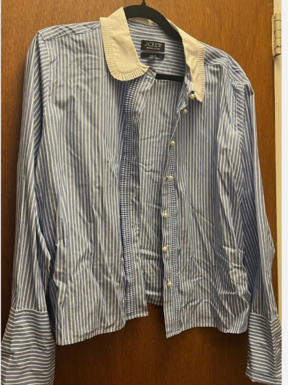 JCrew Cropped Garçon shirt with pearl buttons in stripe in 16 - Picture 4 of 4